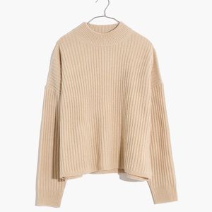 Madewell Cashmere Ribbed Mockneck Pullover Sweater